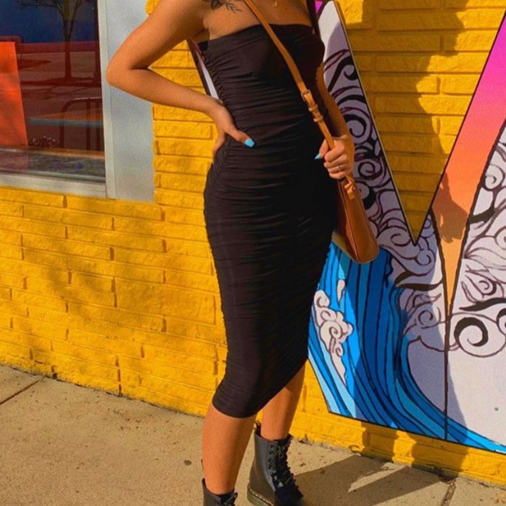 Ruffled Tube Top Dress